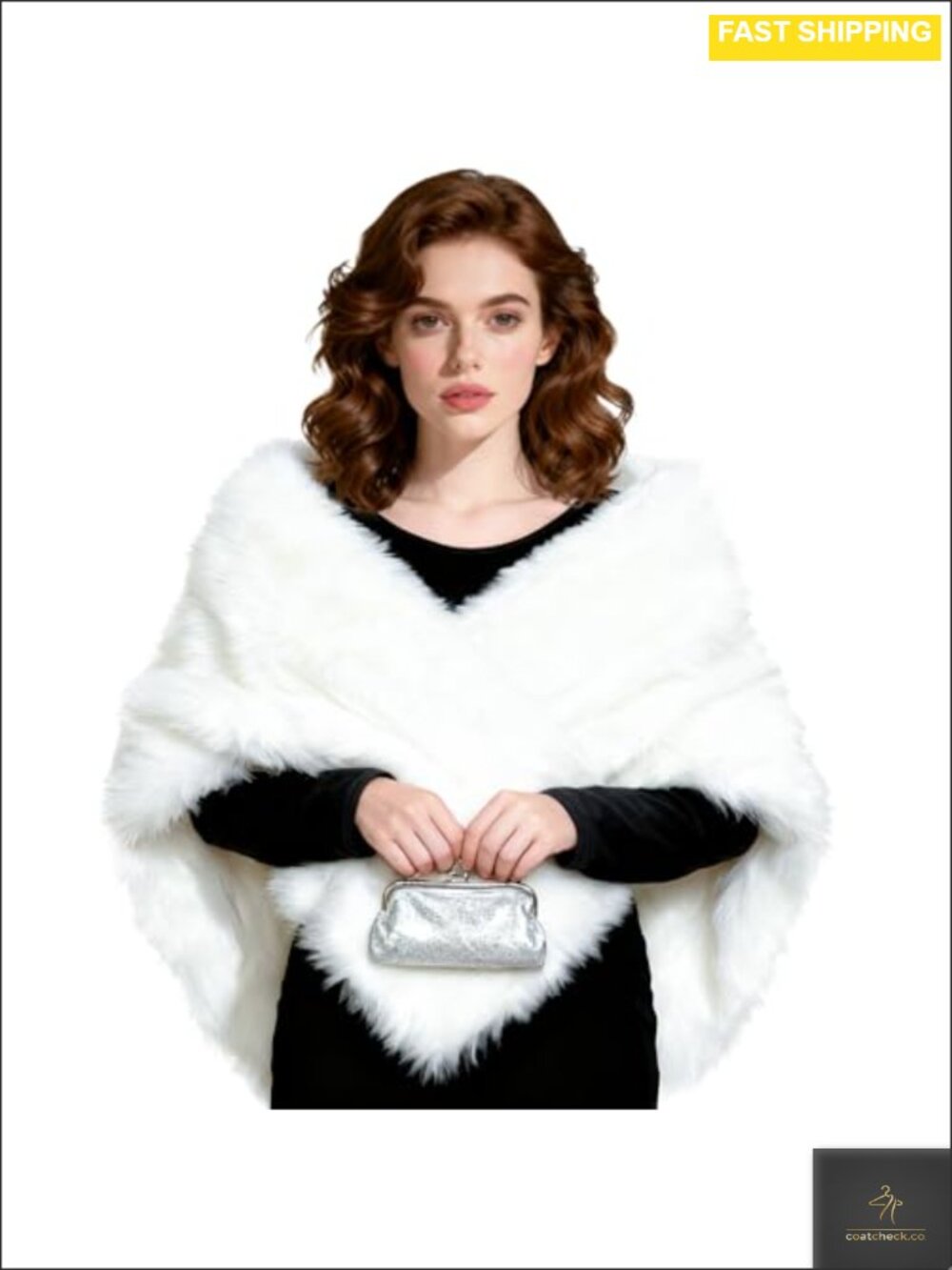 Faux Fur Long Shawl Cloak Cape for Evening Party Dress Coat